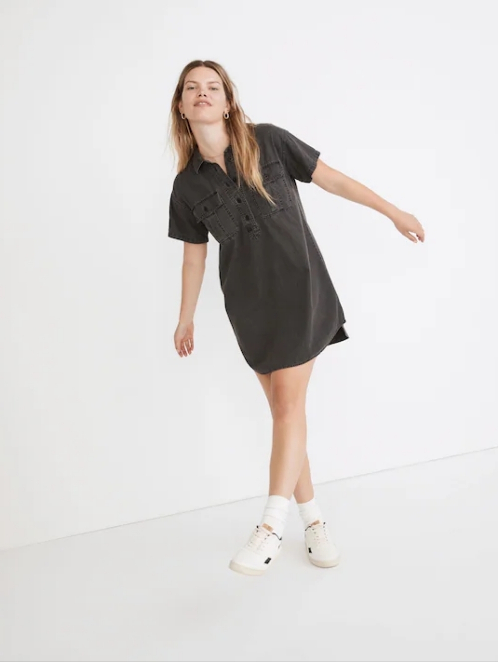 Madewell Denim Popover Shirtdress in Lunar Wash